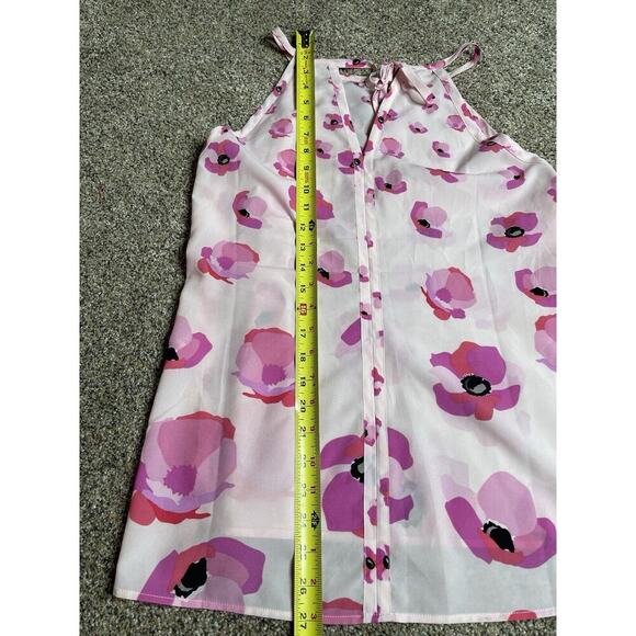 Cabi Pink Floral Poppy Print Tunic Tank Top Blouse Lightweight Size Small - Picture 7 of 8